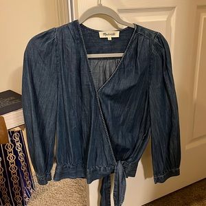 Denim wrap blouse